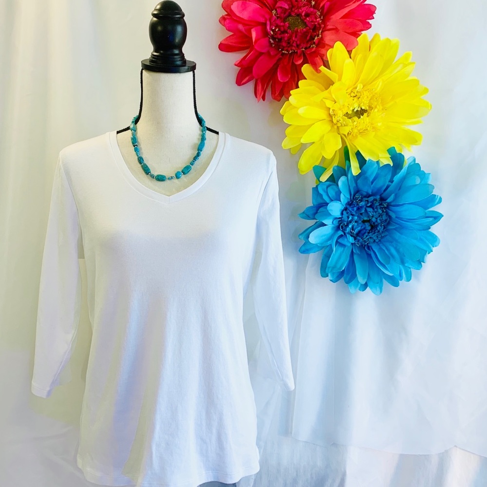 3/$10🙌 St. Johns Bay White V-neck Long Sleeve Tee